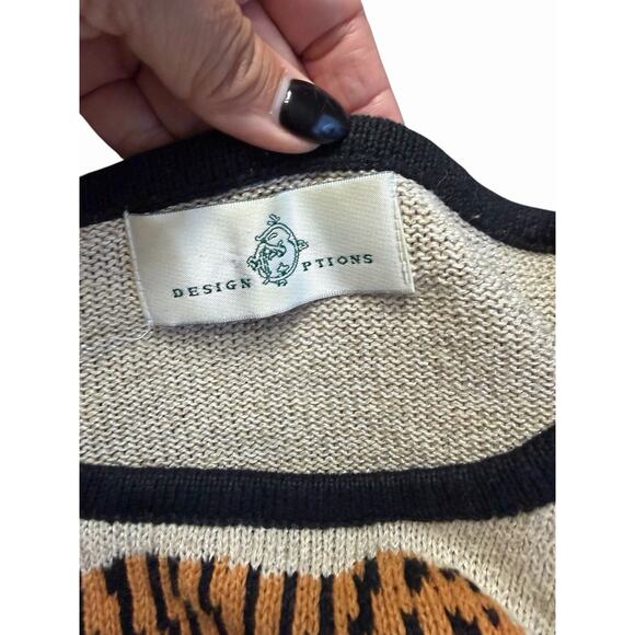 VTG NOVELTY ANIMAL PRINT SWEATER 80s 90s JUNGLE SAFARI LION TIGER GIRAFFE SZ L - Picture 5 of 5